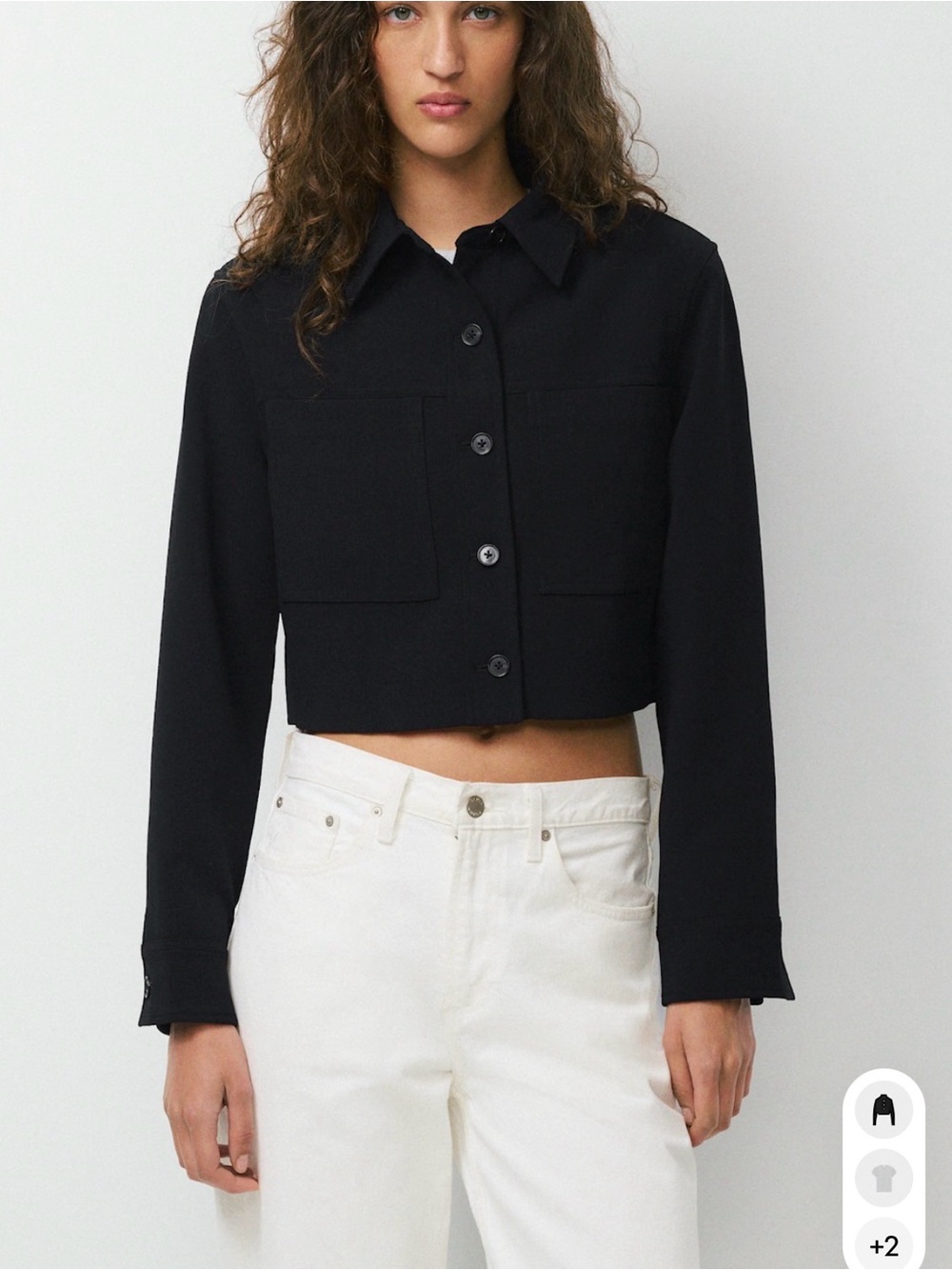 Aritzia - Little Cropped Jacket Crepette - Black / Size 6
